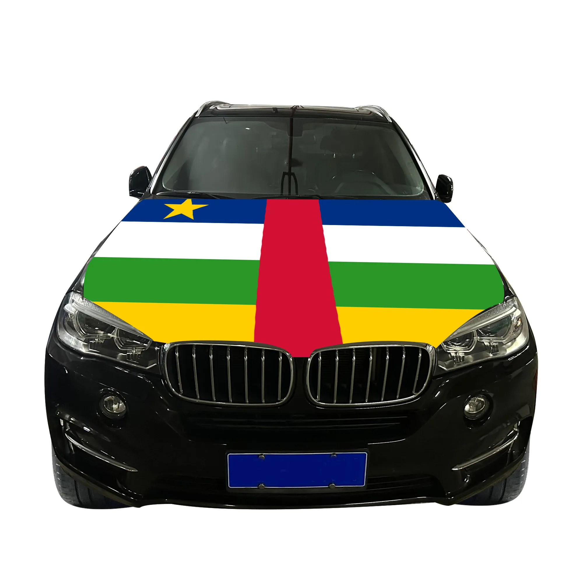 Высококачественный Трикотажный чехол из полиэстера в центральноафриканском стиле, Автомобильный капот, флаг страны, автомобильный капот, флаг
