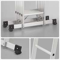 Échelle pliante multifonctionnelle en aluminium 4x4 marches 5,76 m pour extérieur, 14-19 pieds, pour toit, escalier, capacité de charge de 150 kg