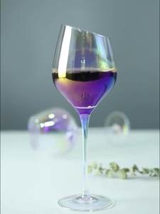 Copa de champán de cristal, cristal oblicuo de pie alto colorido, estilo europeo, venta directa - Product Image 3