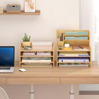 Organisateur de bureau en bambou durable à plusieurs compartiments, support de rangement multicouche pour documents, pour le tri des fournitures de bureau et l'usage quotidien