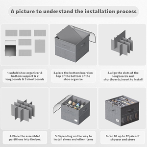 12 حزمة تصميم جديد صندوق الأحذية القماش مع غطاء مرئي وسحاب سلس - Product Image 5