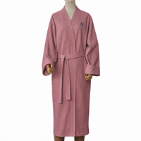 Peignoir en coton épais pour hôtel et spa, style gaufré, avec col kimono, pour femme, confortable, avec ceinture, idéal pour les vacances, du fabricant