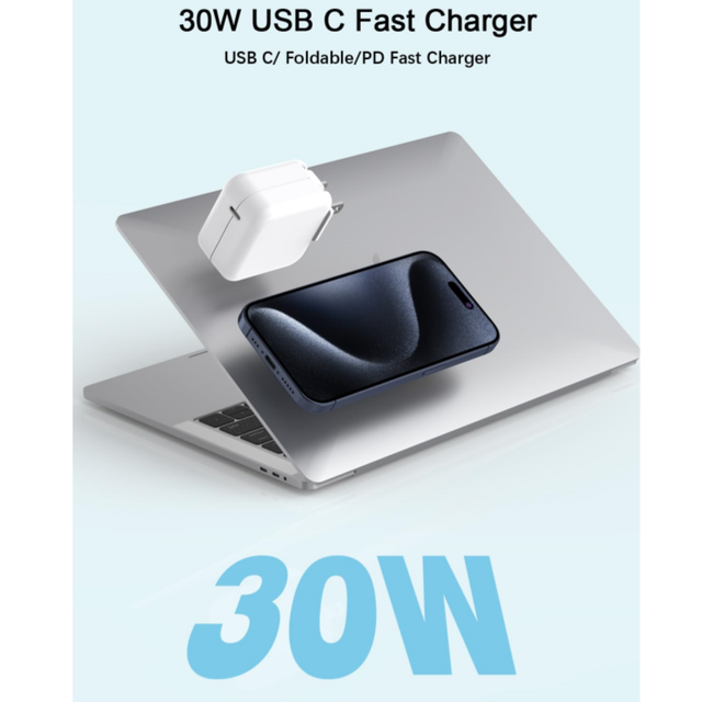 New US 30W USB-C Fast Charger Power Laptop Adapter for MacBook/iPad Pro for iPhone 16/15/14/13/12/11 Pro Max Plus Type C