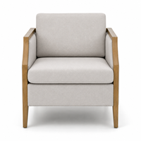 Fauteuil lounge design en tissu pour hôtel avec structure en bois de frêne blanc pour chambre, hall d'accueil et zone de réunion