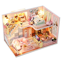 Kit de Casa de Muñecas en Miniatura de Madera para Armar, Diseño de Loft Rosa con Múltiples Habitaciones, Rompecabezas 3D DIY, Juguete Coleccionable para Adolescentes