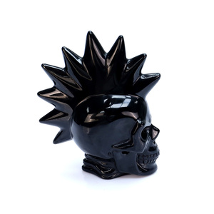 Bán Buôn Sáng Tạo Đen Obsidian Punk <span class=keywords><strong>Skull</strong></span> Khắc Skeleton Bức Tượng Tay Khắc Pha Lê Hộp Sọ Cho Trang Trí Nội Thất Halloween Quà Tặng - Product Image 3