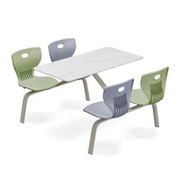 Ensemble de table et de chaises de salle à manger en plastique au design minimaliste moderne, 4 places, pour cafétéria, restaurant, école