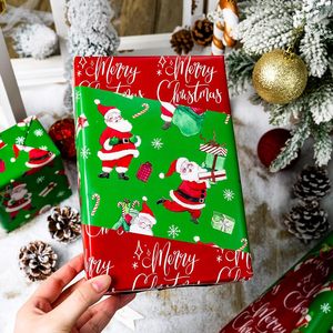 Vintage Christmas <b>Wrapping</b> <b>Paper</b> Green Reversible Santa Theme 17 Inch X 33 Feet Gift Wrap Craft Use Recyclable - Product Image 5