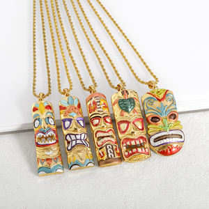 Collar Hawaiano chapado en oro de 14K colorido <span class=keywords><strong>Tiki</strong></span> Totem amuleto colgante collar joyería - Product Image 5