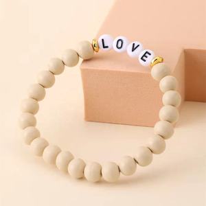 Pulsera con cuentas de madera para mujer, brazalete con <span class=keywords><strong>letras</strong></span> bohemias personalizadas - Product Image 6