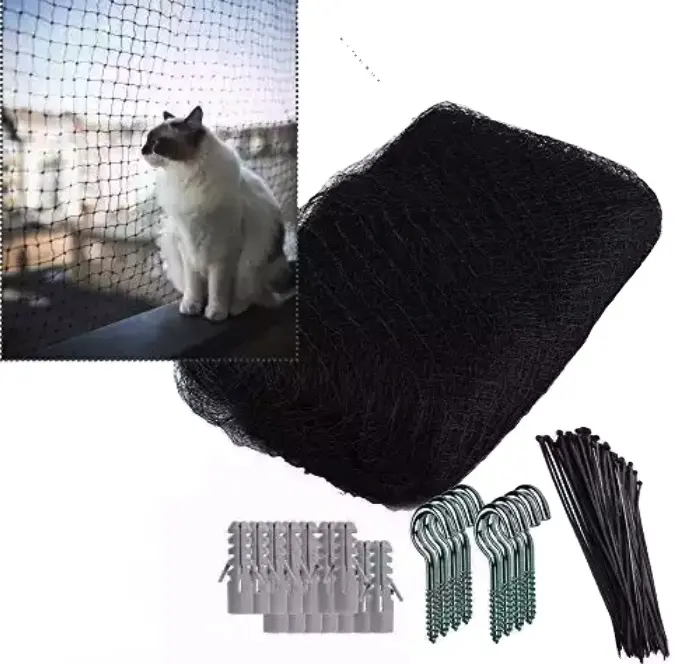 3x8m Strong Safety Cat Net balcone maglia trasparente Heavy Duty Protect Pet Fall Net balcone Windows Cat Safety Net