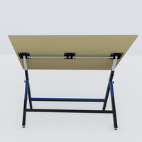 Table à dessin pour enfants avec plateau en bois carré et structure métallique, pliable et réglable