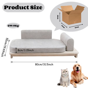 Cama de Lujo para Mascotas de Alta Gama, Base de Madera, para Perros Pequeños, Espuma Viscoelástica Extraíble, Diseño Rectangular con Rayas, Esponja de Alta Calidad - Product Image 2
