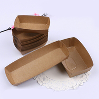 Boîte à snack en papier kraft brun, étanche, pour la restauration rapide, plateau en papier jetable pour beignets, frites, aliments frits