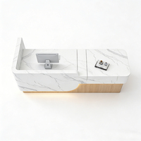 Bureau de réception moderne en marbre de luxe, durable, blanc brillant, pour salons de beauté, hôtels, immeubles de bureaux, cosmétiques