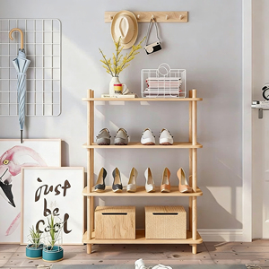 Rak Penyimpanan Kayu Solid Ruang Tamu Rak Pajangan Dinding Balkon Rak Penyimpanan Multi-Lapisan Model Berdiri di Lantai - Product Image 5