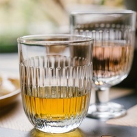 Verre à eau, jus, lait, transparent, côtelé, personnalisé, de style ancien, fabriqué à la machine, 300 ml, 350 ml, Low Ball, Highball
