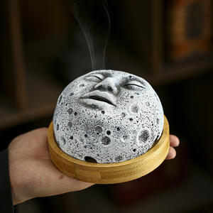2025 nordique décoratif brûleur d'encens porte-bâton d'encens ciment lune visage forme Palo Santo titulaire - Product Image 1