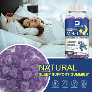Beworths alat bantu tidur Melatonin Gummies relaksasi otak mendukung Blueberry Melatonin suplemen Gummies - Product Image 6