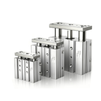 Cylindre pneumatique compact à double effet à trois tiges et trois axes en alliage d'aluminium pour machines industrielles automatisées