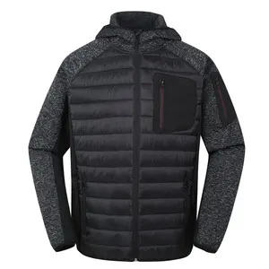 Winter custom logo work wear company uniform blank plain knitted polyester padded quilted puffer jacket for men