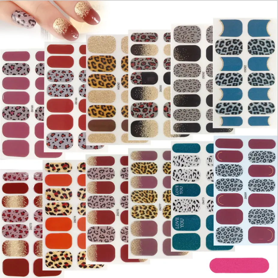 Cross-border Popular INS style Nordic fashion accessories pure color leopard print new 3d sticker Nails design nail stickers