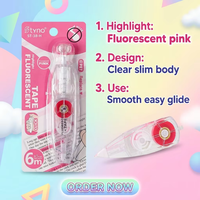 Ruban correcteur surligneur à pression, rechargeable, marqueur d'origine, longueur 6m, largeur 5mm, usage scolaire/bureau, 5 couleurs en stock