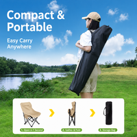 Chaise longue de plage pliable en acier au carbone à dossier haut, portable, pour barbecue et pêche