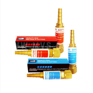 Régulateur de pression de torche de découpe de style américain tout en cuivre 3/8 Oxygène/9/16 Acétylène Prévention des rétours de flamme Équipement de soudage - Product Image 3