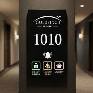Panel de pasillo de hotel con botones táctiles capacitivos para el número de habitación y señal indicadora, 1 control de timbre, 1 indicador DND y 1 indicador MMR - Product Image 1