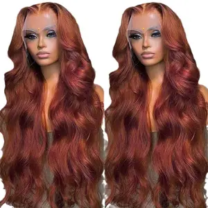 wholesale bulk sale cambodian raw hair wig red brown gluess transparent hd lace wig human hair wigs 360 full lace frontal