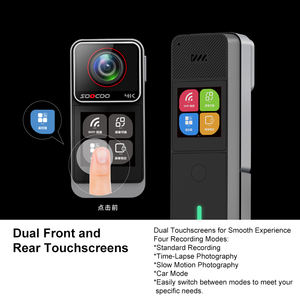 Caméra de poche 4K, caméra de casque, 60 ips, 20 MP, écran tactile double de 1,3 pouce, stabilisation sur 6 axes, panoramique à 360 degrés, étanche à 98 pieds - Product Image 2