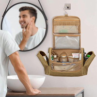 Trousse de Toilette Tactique pour Hommes, Grande Trousse de Voyage Suspendable avec Crochet, Compartiments Secs et Humides, Sac de Douche pour Articles de Toilette