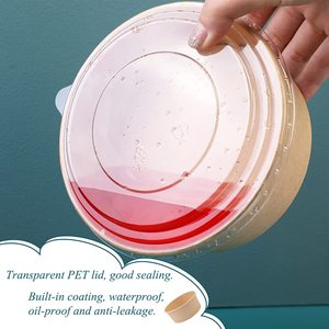 Rts cạnh tranh độc đáo giấy kraft <span class=keywords><strong>salad</strong></span> phục vụ thực phẩm container bát lớn Vòng phục vụ lấy đi giấy bát có nắp đậy - Product Image 2