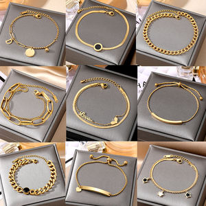 Bracciale in acciaio inossidabile con catena cubana 316L Love Star placcato oro 18 carati