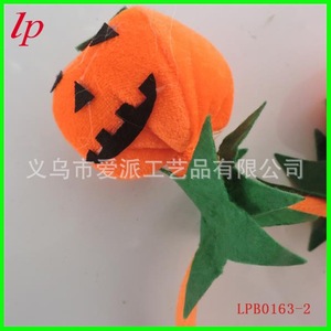 Serre-tête en velours 3D en forme de citrouille pour Halloween, couvre-chef rembourré avec visage souriant, accessoire de costume de fête LPB0163 - Product Image 3