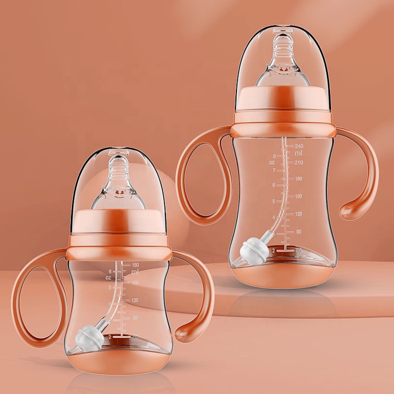 Портативная натуральная мягкая силиконовая многоразовая бутылочка для кормления новорожденных с широким горлышком и защитой от колик