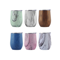 Gobelets à vin en acier inoxydable à double paroi de luxe dorés de 350 ml, tasse à café isolée sous vide de 12 oz avec couvercle à trou d'aération