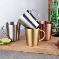 Tasse à Latte de Bureau Double Isolation en Acier Inoxydable 304, Tasse à Café, Lait, Eau avec Poignée, Coffret Cadeau de Noël