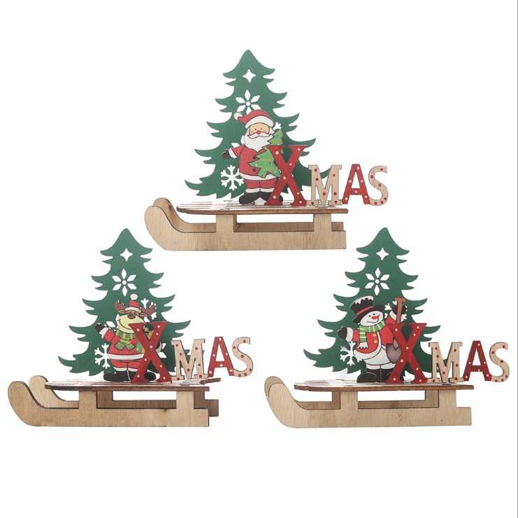 Nuevo caliente de Navidad de madera trineo adornos decoraciones de Navidad creativo desmontable de madera DIY regalos trineo Coche