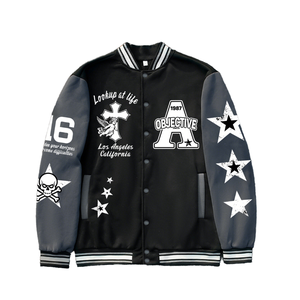 Blouson de baseball unisexe noir pour l'automne, design décontracté, personnalisez votre marque, logos DTF, patchs avant, chauffant - Product Image 3