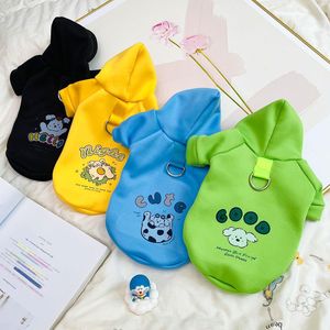 Sudadera con capucha de animales adorables para perros y gatos, amarillo, verde, azul, negro, forro polar de poliéster con correa, ropa de otoño e invierno - Product Image 2