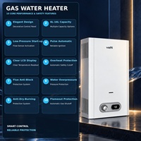 Chauffe-eau à gaz en acier 16L / Geyser 32kW à évacuation par conduit, affichage LED, allumage par impulsion, multiples protections de sécurité, option solaire pour VR