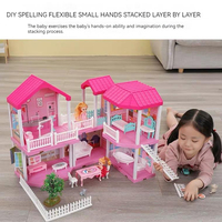 Maison de Poupée, Jouet pour Enfants de 3 4 5 6 Ans, pour Filles, Maison de Jeu à 3 Étages et 6 Pièces avec 2 Figurines de Poupées