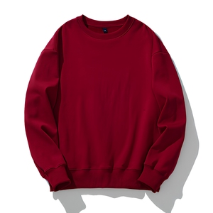 Sweat-shirt en molleton personnalisé bordeaux pour femme, coupe oversize à épaules tombantes, col rond, confortable et ample, vente en gros pour marques américaines, britanniques et européennes - Product Image 1