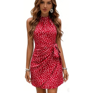 Vestidos de Mujer con Cordones, Estampado de Lunares, Volantes, Sin Mangas y Cintura Ajustada, a la Moda - Product Image 6