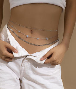 Cadena de Metal estilo Hip Hop para mujer, cadena de cintura con cuentas de piedra de Color, estilo playero Simple y Sexy - Product Image 2
