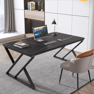 Nordic Style Slab Computer <b>Desk</b> Matte Gray Metal Stand 160Cm Home Office <b>Study</b> Workstation Writing <b>Desk</b> Gaming <b>Desk</b> - Product Image 3