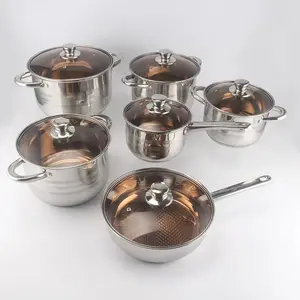 Best Selling Home & Garden kitchen accessories 12pcs stainless Steel Cookware Sets