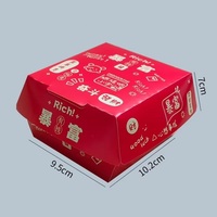 Boîtes en papier à rabat personnalisées pour la présentation de hamburgers et de frites, imprimées en éco-responsable et recyclables